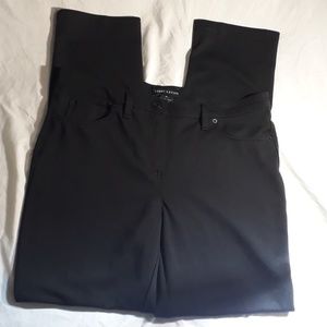 Womens Larry Levine Black Polyester Stretch Pants